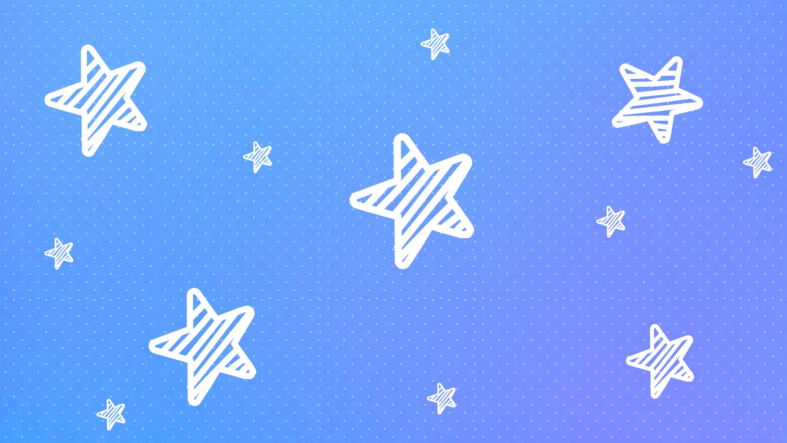White hand-drawn stars on a blue gradient background